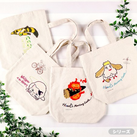 Bags - Embroidery Canvas Tote bag Calcifer In A Hurry - Howl's Moving Castle