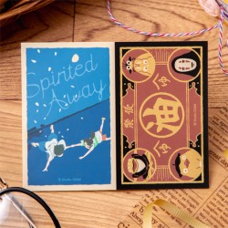 Accesorios de escritorio - Pegatinas retro Chihiro con Haku y Aburaya - El viaje de Chihiro