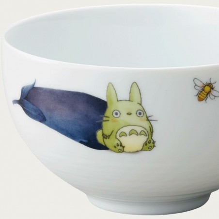 Japanese Porcelain - Bowl 13cm Totoro Eggplant and flower - My Neighbor Totoro
