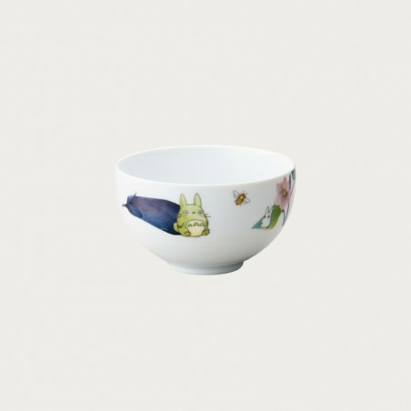 Japanese Porcelain - Bowl 13cm Totoro Eggplant and flower - My Neighbor Totoro