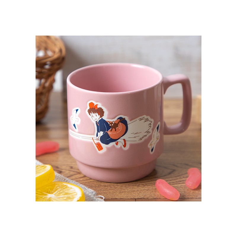 Mugs and cups - Coloful embossed mug Kiki on her broom - Kiki's Delivery Service