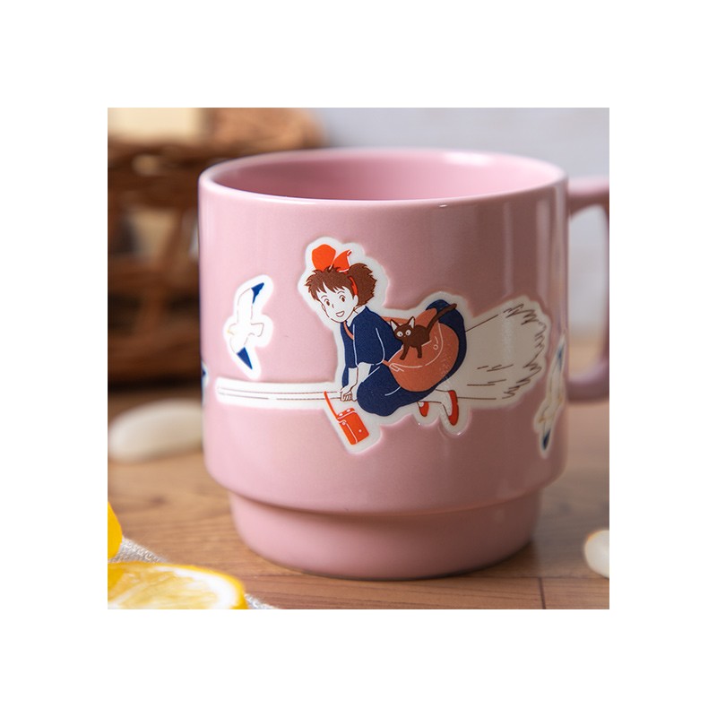 Mugs and cups - Coloful embossed mug Kiki on her broom - Kiki's Delivery Service