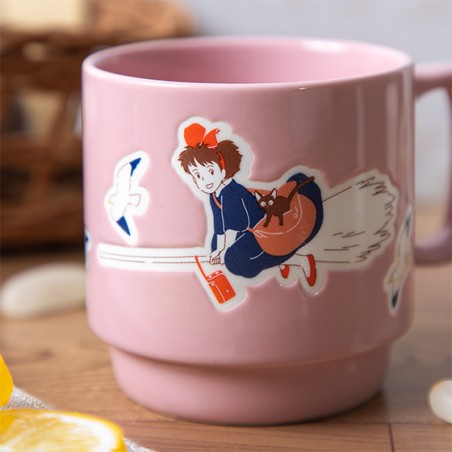 Mugs and cups - Coloful embossed mug Kiki on her broom - Kiki's Delivery Service