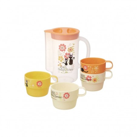 JUG AND 4 STACKABLE CUPS KIKI FLOWERS - KIKI'S DELIVERY SERVICE