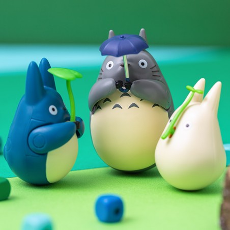 Jouets - Figurine Culbuto Totoro Bleu avec feuille - Mon Voisin Totoro