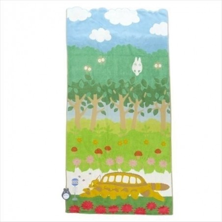 Linge de maison - Grande Serviette Chatbus en Chemin 60x120 cm - Mon Voisin Totoro