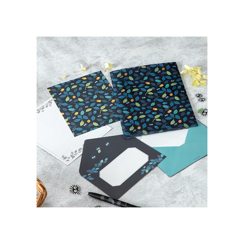 Postcards and Letter papers - Clear Folder & Letter Set Soot Sprites Leaves - My Neighbor Totoro