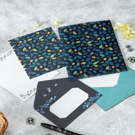 Postcards and Letter papers - Clear Folder & Letter Set Soot Sprites Leaves - My Neighbor Totoro