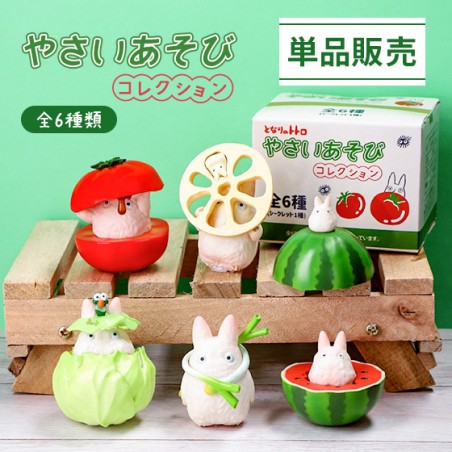 Figurines - Pose Coll Assort 6 figurines Totoro Blanc Légumes - Mon Voisin Totoro