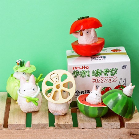 Figurines - Pose Coll Assort 6 figurines Totoro Blanc Légumes - Mon Voisin Totoro