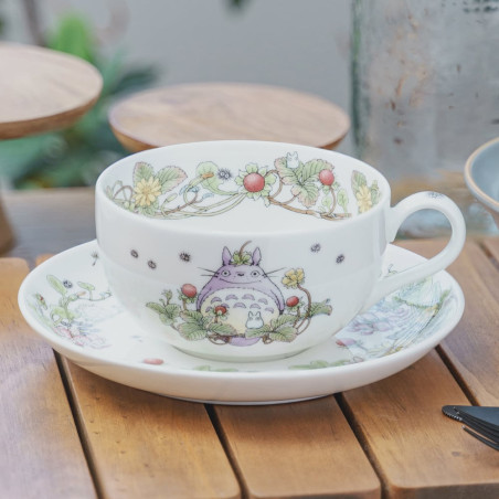 Japanese Porcelain - Cup and Saucer Totoro Strawberry - My Neighbor Totoro