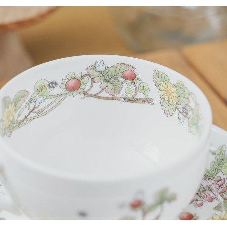 Japanese Porcelain - Cup and Saucer Totoro Strawberry - My Neighbor Totoro