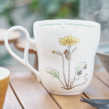 Japanese Porcelain - Cup Totoro Yellow Flowers Hat - My Neighbor Totoro