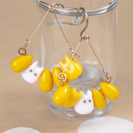 Bijoux - Boucles d’oreilles Totoro blanc & Maïs - Mon Voisin Totoro