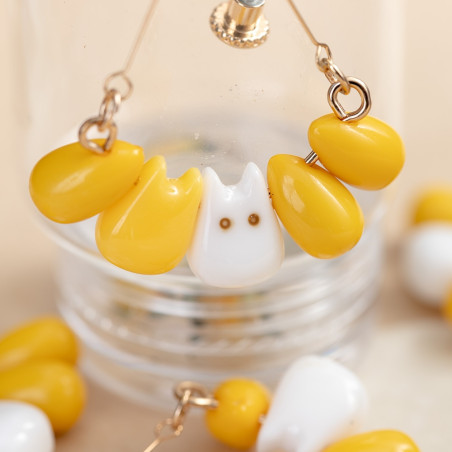 Bijoux - Boucles d’oreilles Totoro blanc & Maïs - Mon Voisin Totoro