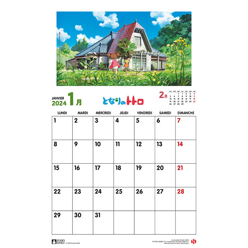 Agenda 2024 original jeu d'autocollants Ghibli Calendrier A5 de