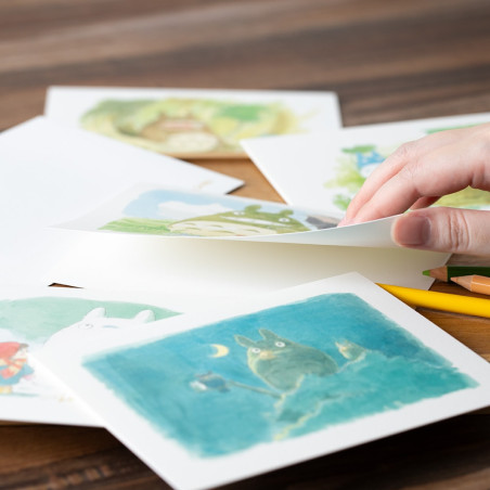 Cartes postales et Papier à lettres - Carte de vœux aquarelle 24 x 15,8 cm Mei & Totoro & Sakura - Mon Vois