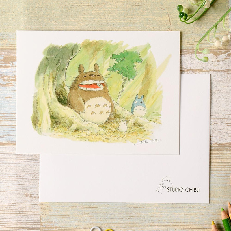 Postales y papel de cartas - Tarjeta de felicitación en acuarela 24 x 15,8 cm - Primavera - Mi vecino Totoro