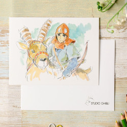 Postcards and Letter papers - Watercolour Greeting cards 24 x 15,8 cm Ashitaka and Yakul - Princess
