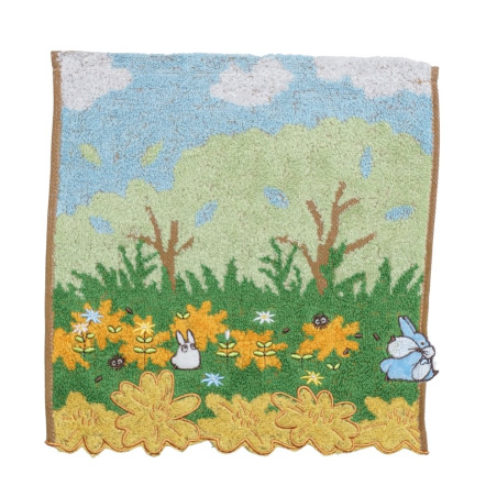 Linge de maison - Mini Serviette Course Totoro bleu & blanc 25x25 cm - Mon Voisin Totor