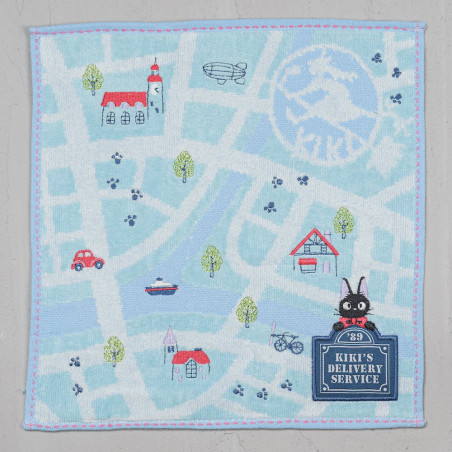 Linge de maison - Mini Serviette Plan de la ville 25x25 cm - Kiki la petite sorcière