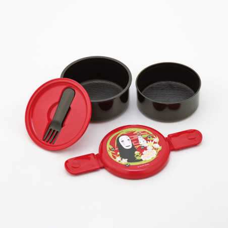 Bentos - Two Layers Round Shape Lunch Box No Face dark red - Spirited Away