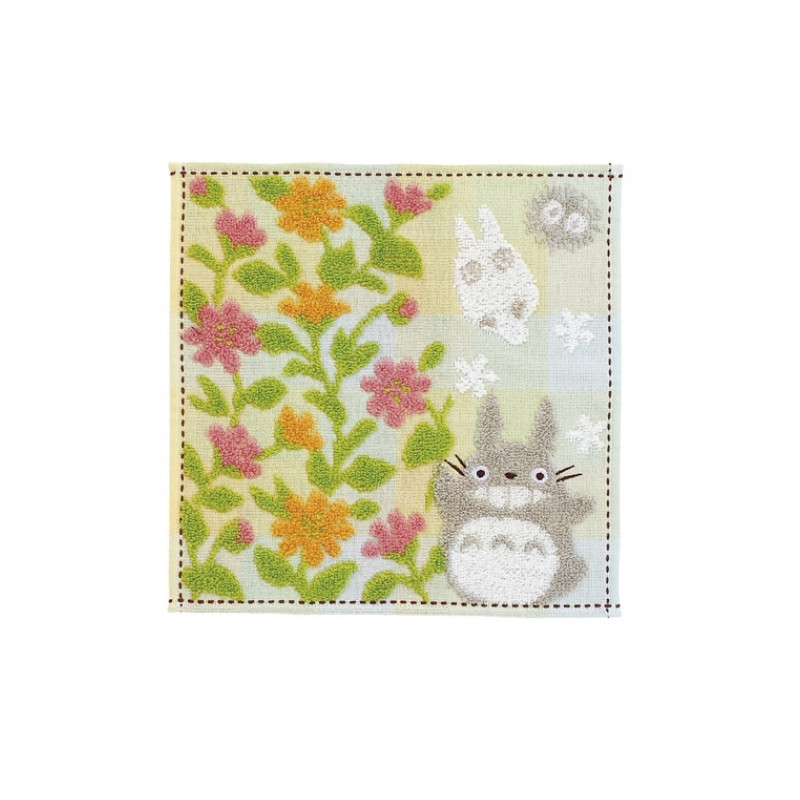Linge de maison - Mini Serviette Totoro Jardin de fleurs 25x25 cm - Mon Voisin Totoro