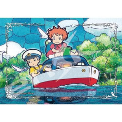 Jigsaw Puzzles - Stained glass Puzzle 208P Ponyo & Sosuke on the boat - Ponyo on the C