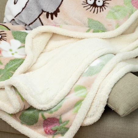 Linge de maison - Grande couverture fluffy Totoro Fraise 200x140cm - Mon Voisin Totoro