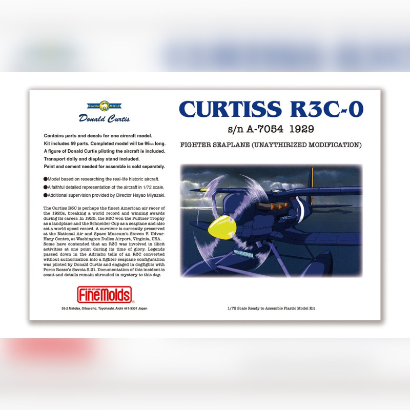 Maquettes - Maquette Curtiss R3C-0 Hydravion de combat 1/72 - Porco Rosso
