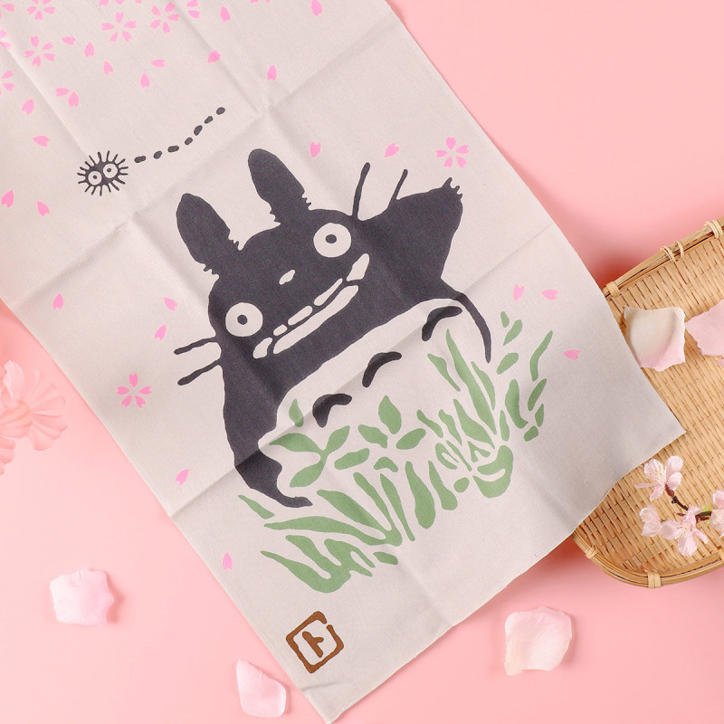Household linen - Totoro and cherry blossom Hand-dyed Tenugi - My Neighbor Totoro