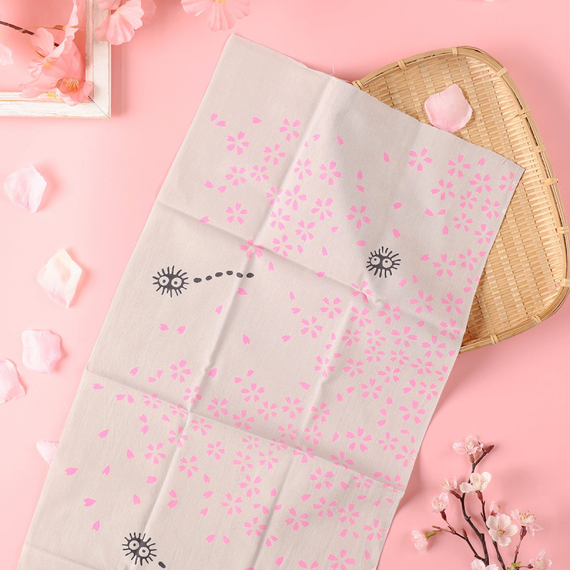 Household linen - Totoro and cherry blossom Hand-dyed Tenugi - My Neighbor Totoro