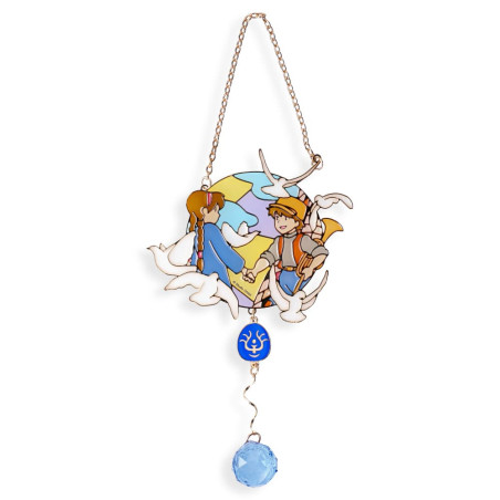Décoration - Sun catcher Stained glass Sheeta & Pazu - Castle in the Sky