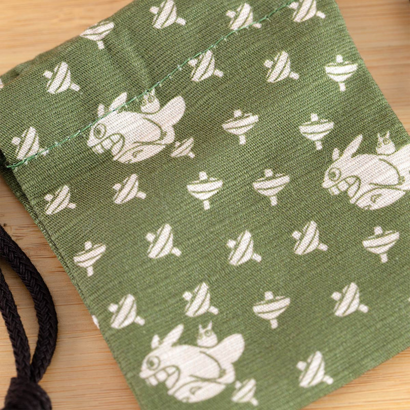 Bags - Drawstring Pouch with Totoro and Spinning top Stamp - My Neighbor Tot