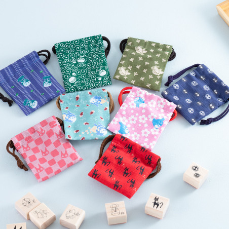 Bags - Drawstring Pouch with Totoro and Spinning top Stamp - My Neighbor Tot