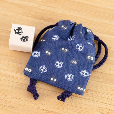 Bags - Drawstring Pouch with Kurosuke Stamp - My Neighbor Totoro