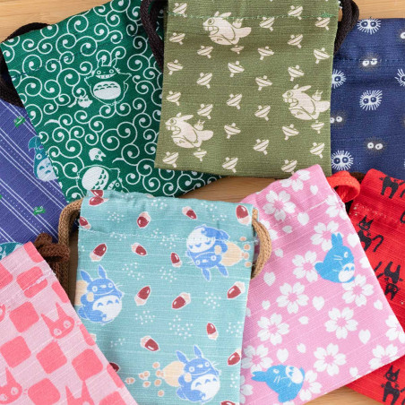 Bags - Drawstring Pouch with Kurosuke Stamp - My Neighbor Totoro