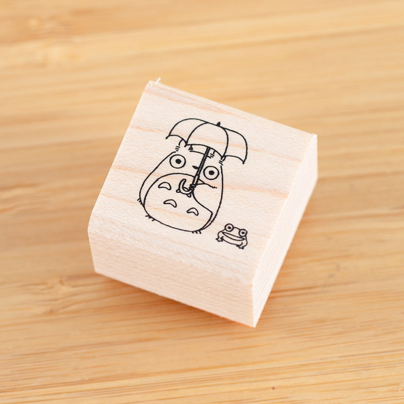 Bags - Drawstring pouch with Totoro and the Frog Stamp - My Neighbor Totoro