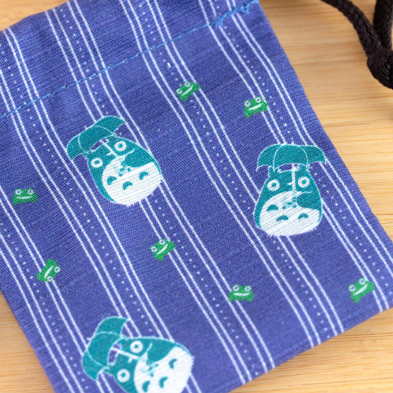 Bags - Drawstring pouch with Totoro and the Frog Stamp - My Neighbor Totoro