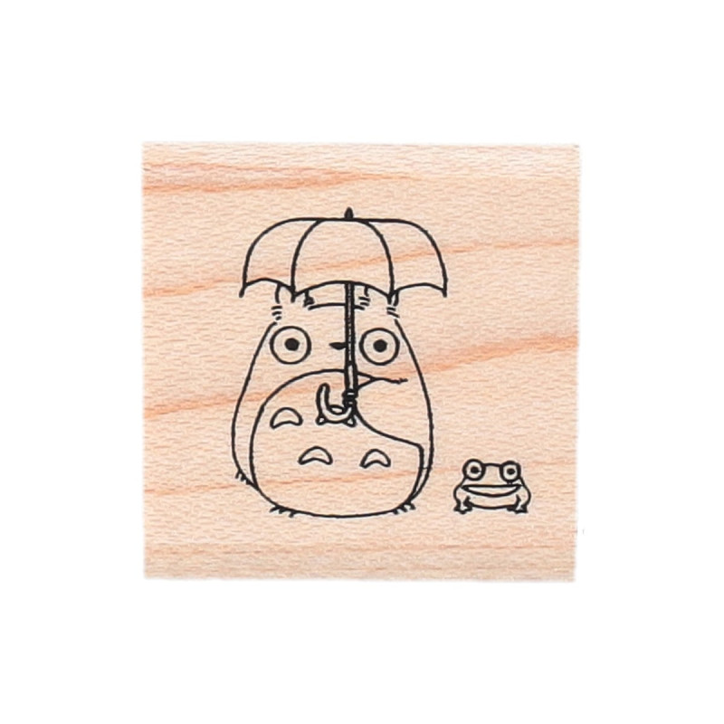 Bags - Drawstring pouch with Totoro and the Frog Stamp - My Neighbor Totoro