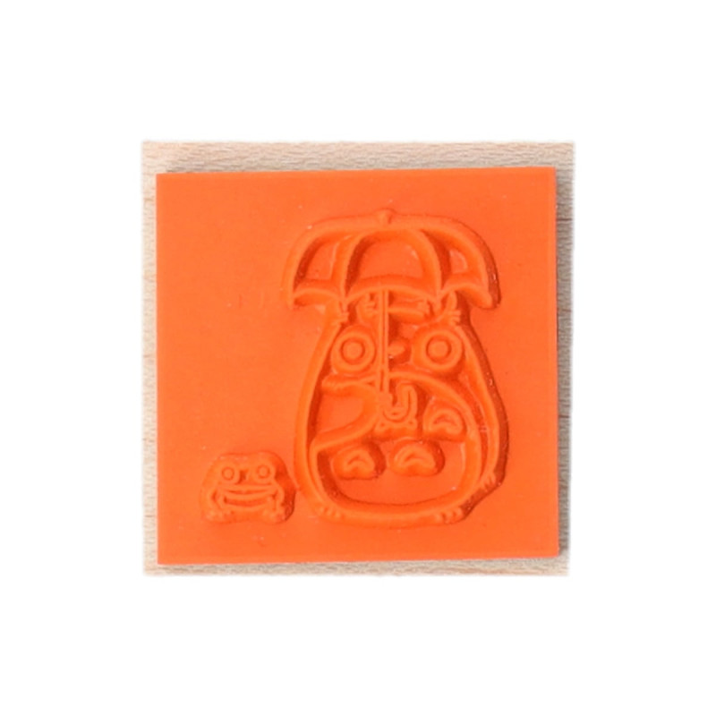 Bags - Drawstring pouch with Totoro and the Frog Stamp - My Neighbor Totoro