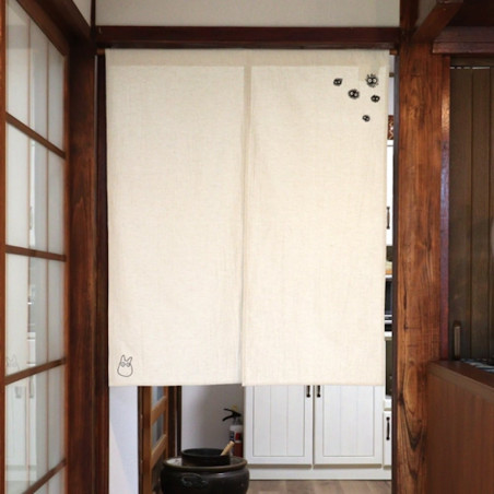 Cortinas - Rideaux Noren ivoire Broderie Noiraude fabriqué au Japon 75x90 cm - M