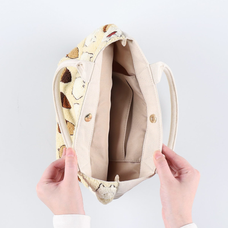 Bags - Embroidered hand bag Totoro Acorn Ivory - My Neighbor Totoro