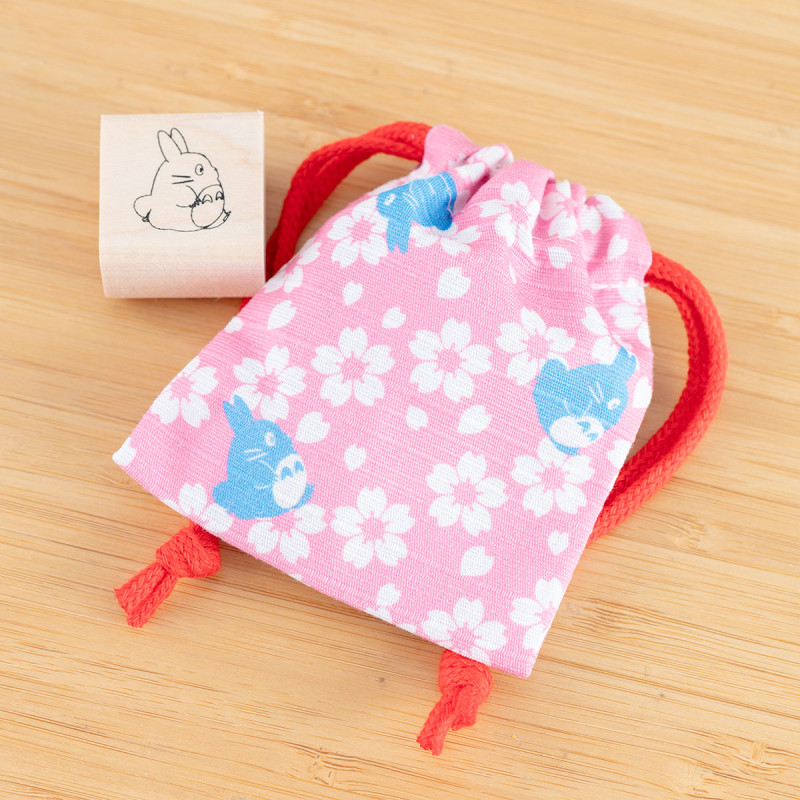 Bags - Middle Totoro & sakura Stamp with pouch - My Neighbor Totoro