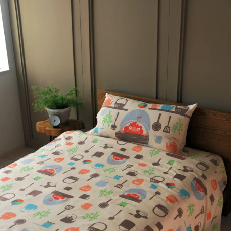 Ropa de hogar - Juego de cama Natsu Cook con Calcifer - El castillo ambulante