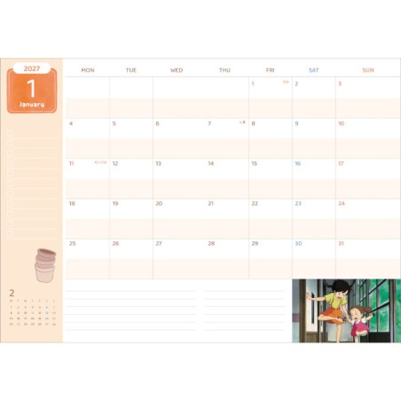Agendas et Calendriers - Agenda 2027 Totoro toupie vert dorure - Mon Voisin Totoro