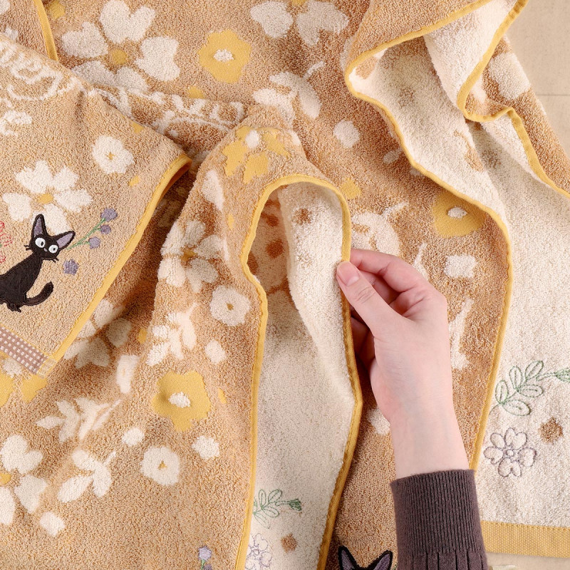 Linge de maison - Mini Serviette Fleur Sépia 34x36 cm - Kiki la petite sorcière