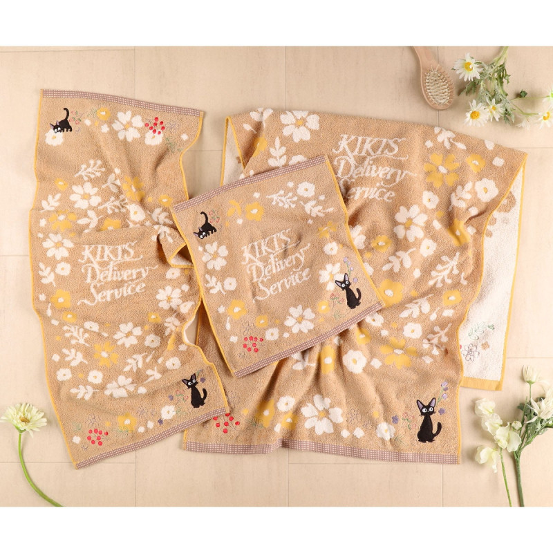 Linge de maison - Serviette Fleur Sépia 60x120 cm - Kiki la petite sorcière