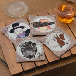 Kitchen and tableware - Set of 4 embroidered coasters - Howl’s Moving Castle