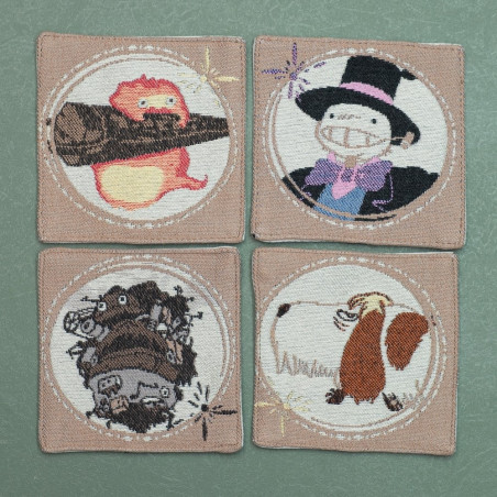 Cocina y vajilla - Juego de 4 posavasos bordados - El castillo ambulante